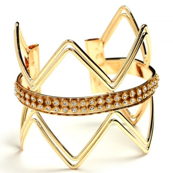 C.C. Boutique Jewelry - ONE LEFT! Gold & Gemstone Geometric Cuff Bracelet